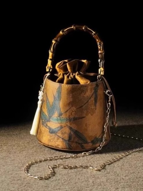 Torba od bambusa u kineskom stilu s resicama i dizajnom inspiriranim kineskom haljinom, ženska ručna torba, torba za rame i crossbody