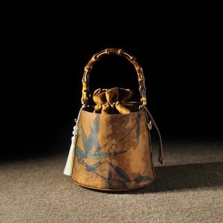 Torba od bambusa u kineskom stilu s resicama i dizajnom inspiriranim kineskom haljinom, ženska ručna torba, torba za rame i crossbody