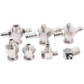 Accesorii pentru brațul robotic: ventuză, cap mare și cap mic, adaptor filet M5, T din fier și cot, conector pneumatic rapid