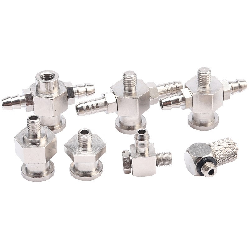 Accesorii pentru brațul robotic: ventuză, cap mare și cap mic, adaptor filet M5, T din fier și cot, conector pneumatic rapid