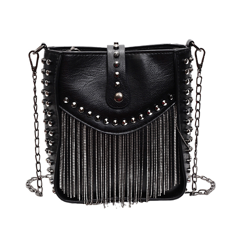 Ženska torbica s lancem i resicama, vintage crossbody bucket bag, visoka kvaliteta za svakodnevnu upotrebu