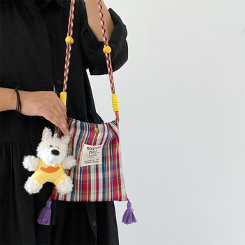Niche 2026 karijčna torbica za mobitel, ženska crossbody torba od platna s resicama, Insta-stil uzorak