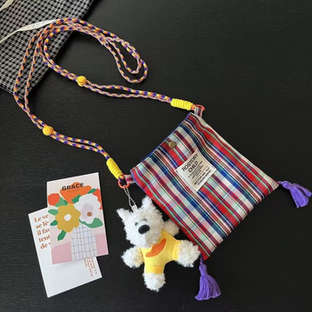 Niche 2026 karijčna torbica za mobitel, ženska crossbody torba od platna s resicama, Insta-stil uzorak
