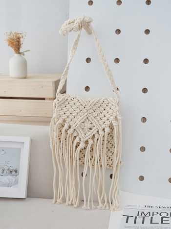 Casual crossbody torba s pletenom od slame, korejskog retro stila, jedno rame, ljetna plažna torba