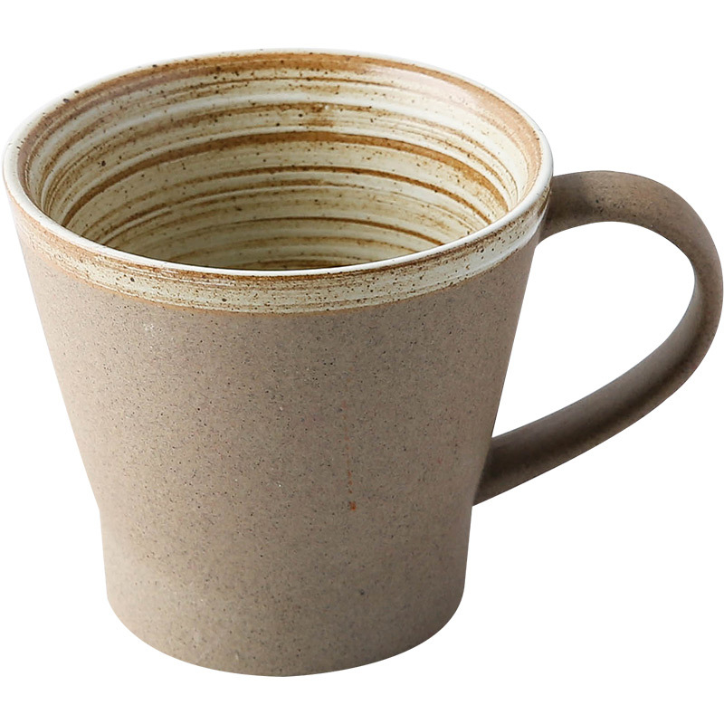 Set de cești de cafea și farfurioare din ceramică, lucrat manual, stil retro