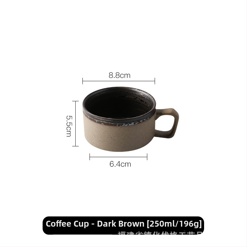 Set de cești de cafea și farfurioare din ceramică, lucrat manual, stil retro
