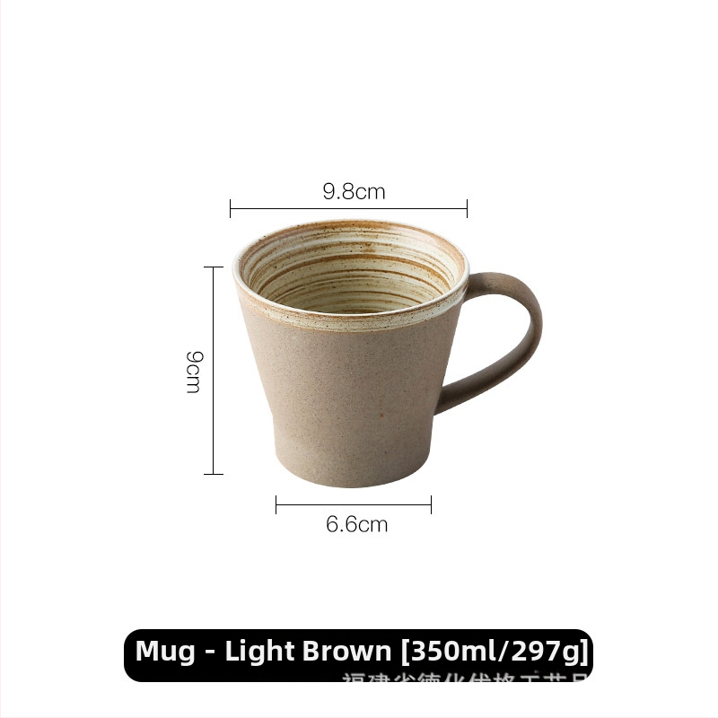Set de cești de cafea și farfurioare din ceramică, lucrat manual, stil retro