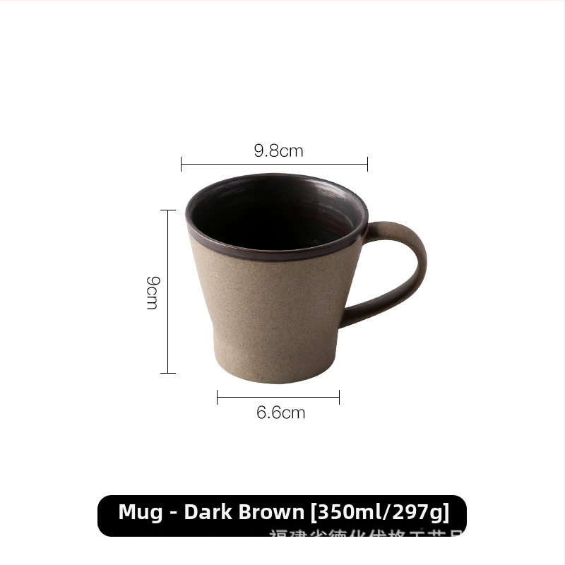 Set de cești de cafea și farfurioare din ceramică, lucrat manual, stil retro