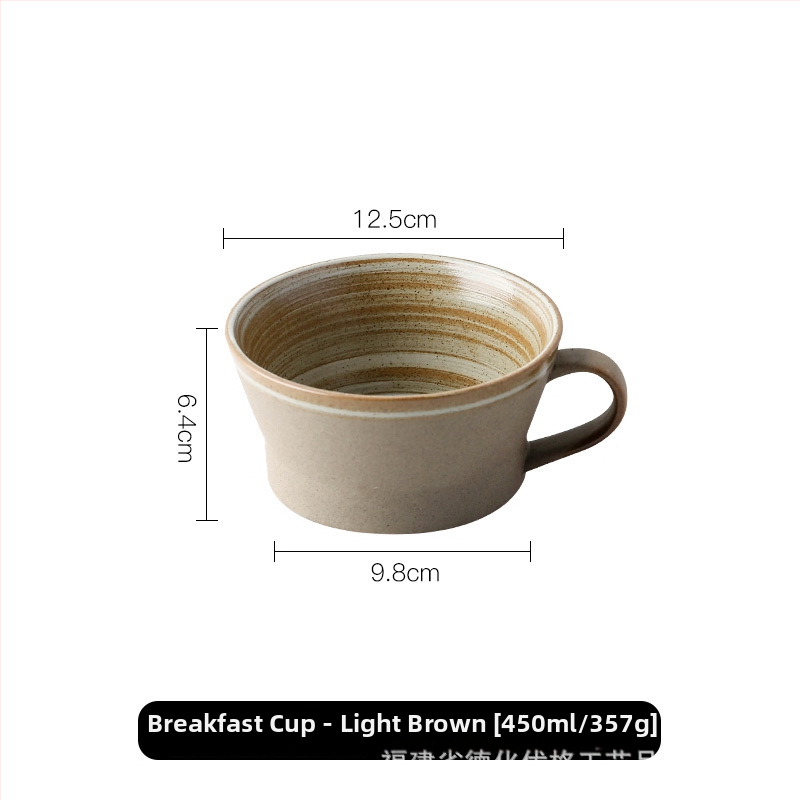 Set de cești de cafea și farfurioare din ceramică, lucrat manual, stil retro