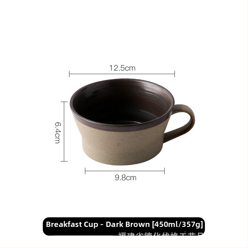 Set de cești de cafea și farfurioare din ceramică, lucrat manual, stil retro