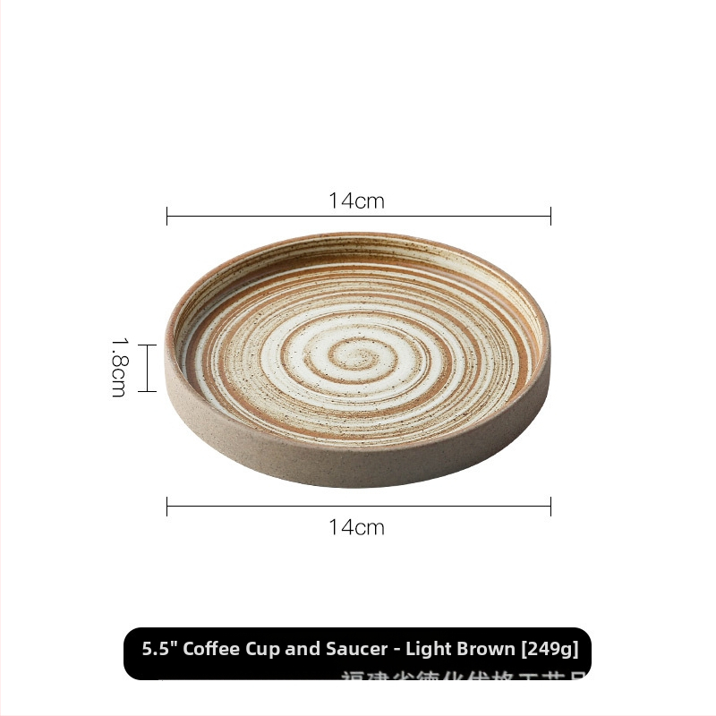 Set de cești de cafea și farfurioare din ceramică, lucrat manual, stil retro
