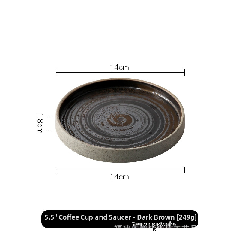 Set de cești de cafea și farfurioare din ceramică, lucrat manual, stil retro