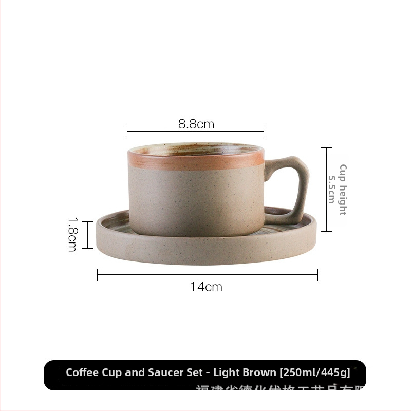 Set de cești de cafea și farfurioare din ceramică, lucrat manual, stil retro