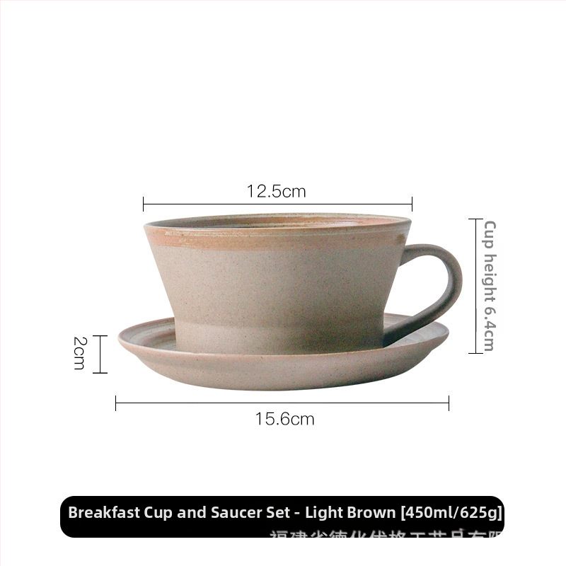 Set de cești de cafea și farfurioare din ceramică, lucrat manual, stil retro