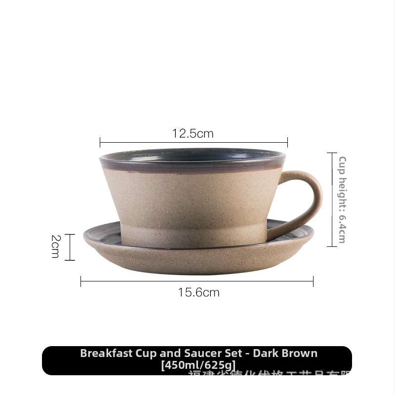 Set de cești de cafea și farfurioare din ceramică, lucrat manual, stil retro