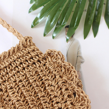 Női szalma szövött válltáska – mini strandtáska, egyszerű és elegáns dizájn