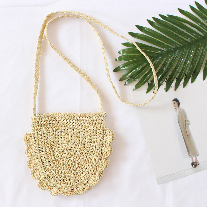Női szalma szövött válltáska – mini strandtáska, egyszerű és elegáns dizájn