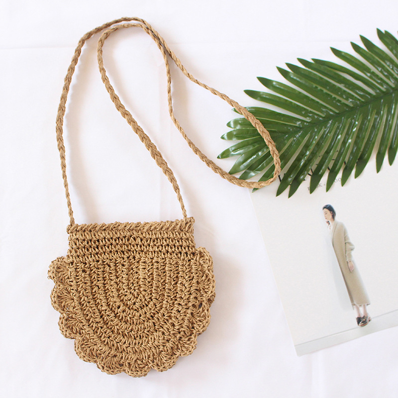Női szalma szövött válltáska – mini strandtáska, egyszerű és elegáns dizájn