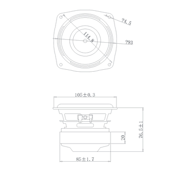 4-inčni subwoofer, 4 Ω, 60 W, konus od tkanog karbonskog vlakna, 25-jezgreni Y35 visokoperformansni magnetski čelični zvučnik
