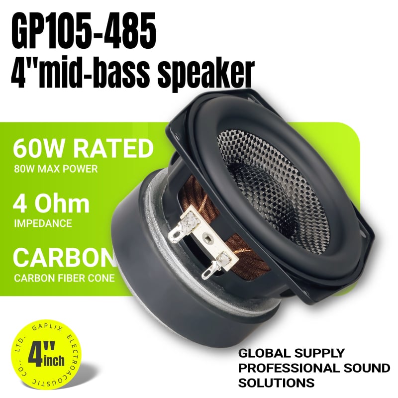 4-inčni subwoofer, 4 Ω, 60 W, konus od tkanog karbonskog vlakna, 25-jezgreni Y35 visokoperformansni magnetski čelični zvučnik