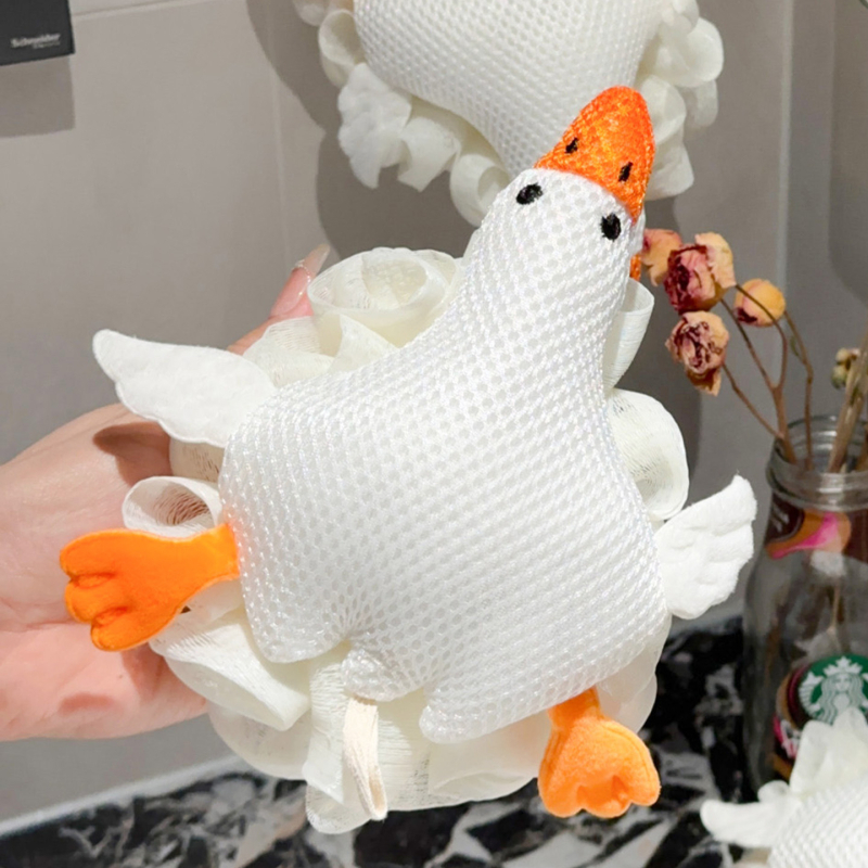 Balon de baie drăguț, unisex, cu spumă bogată, textură moale, design cu floare desen animat, cusut, plasă de spumă durabilă