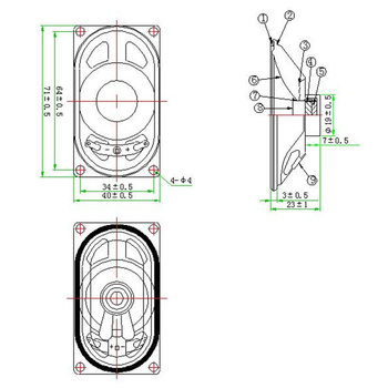 LS4070N-10F-R8 8Ω 5W Pravokutni vanjski elektronički zaslon s glasovnim upozorenjem, IP65 vodonepropusan, 6.3V