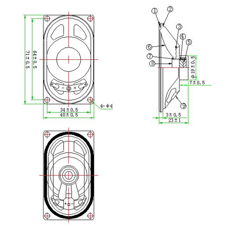 LS4070N-10F-R8 8Ω 5W Pravokutni vanjski elektronički zaslon s glasovnim upozorenjem, IP65 vodonepropusan, 6.3V