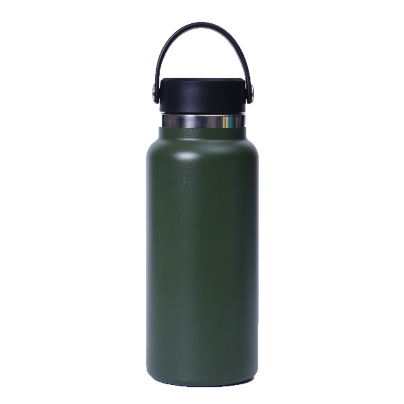 Termos cu gură lată, 32 oz, interior din oțel inoxidabil 304, exterior din 201, izolație vid, portabil cu mâner, pentru activități în aer liber