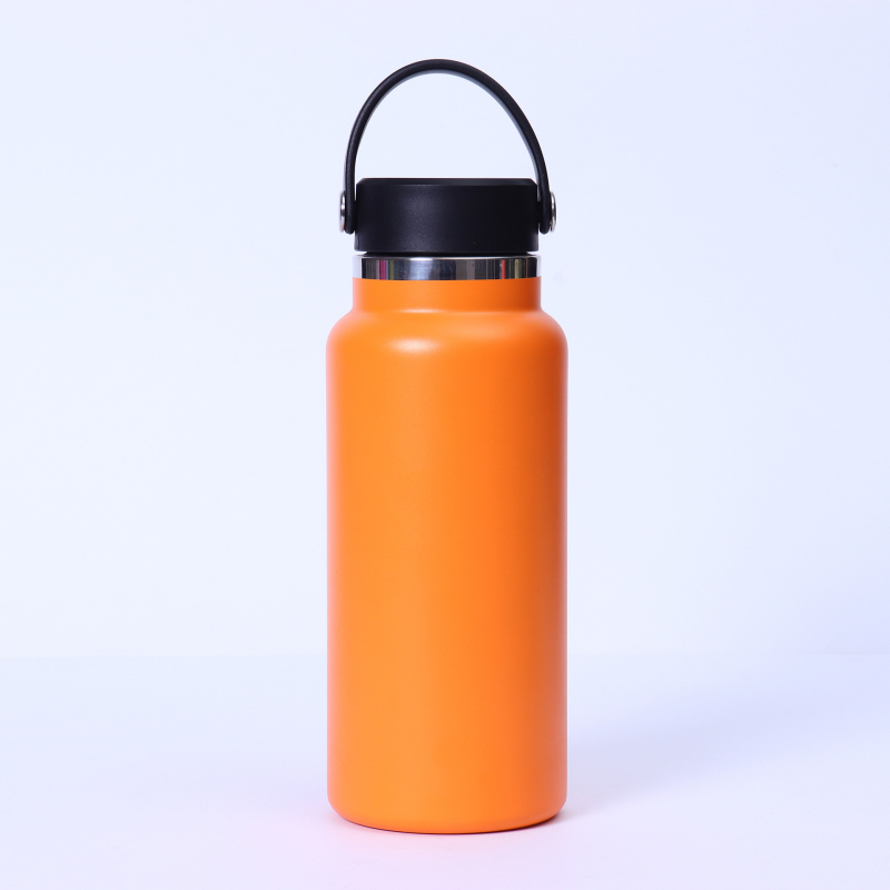 Termos cu gură lată, 32 oz, interior din oțel inoxidabil 304, exterior din 201, izolație vid, portabil cu mâner, pentru activități în aer liber