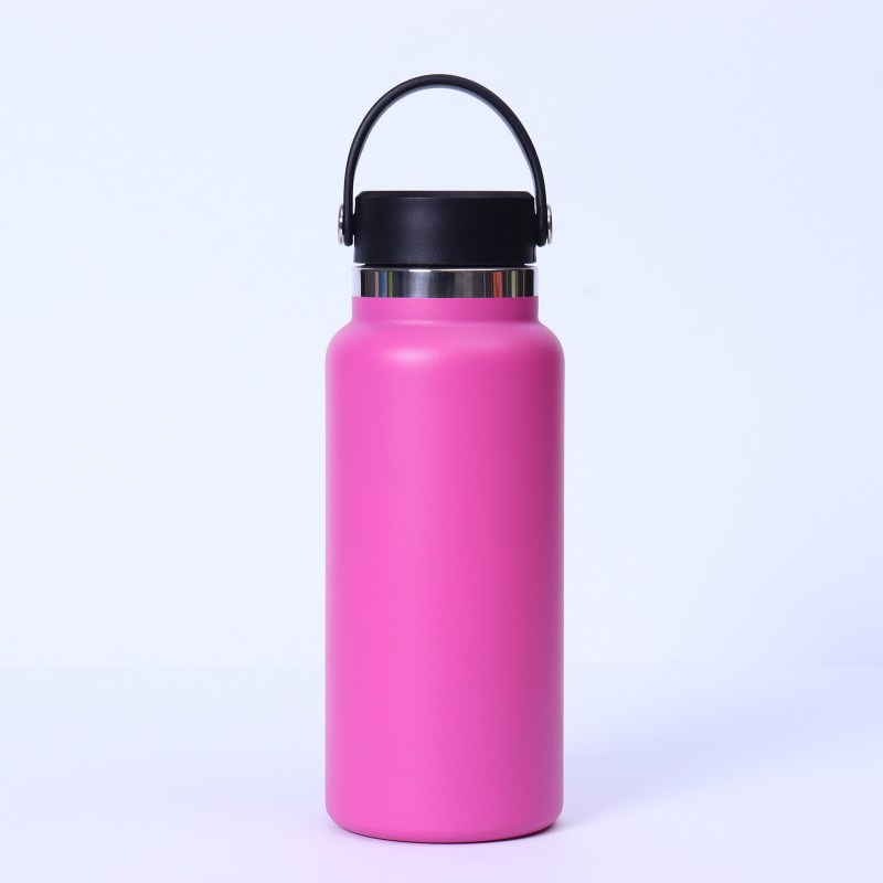 Termos cu gură lată, 32 oz, interior din oțel inoxidabil 304, exterior din 201, izolație vid, portabil cu mâner, pentru activități în aer liber