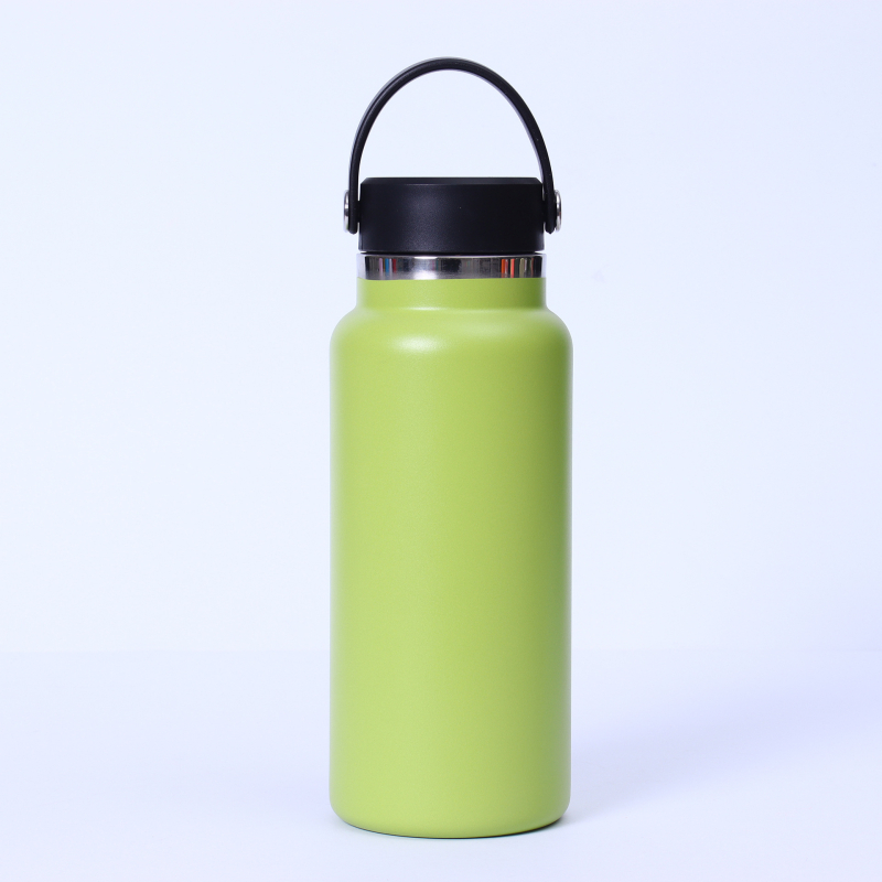 Termos cu gură lată, 32 oz, interior din oțel inoxidabil 304, exterior din 201, izolație vid, portabil cu mâner, pentru activități în aer liber