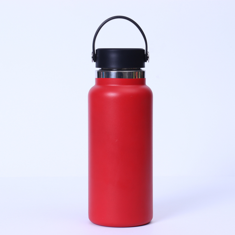 Termos cu gură lată, 32 oz, interior din oțel inoxidabil 304, exterior din 201, izolație vid, portabil cu mâner, pentru activități în aer liber