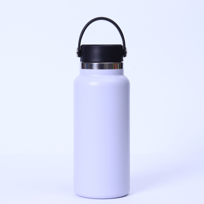 Termos cu gură lată, 32 oz, interior din oțel inoxidabil 304, exterior din 201, izolație vid, portabil cu mâner, pentru activități în aer liber