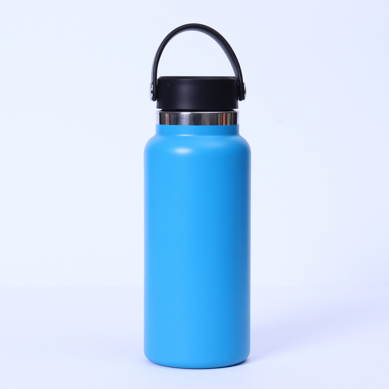 Termos cu gură lată, 32 oz, interior din oțel inoxidabil 304, exterior din 201, izolație vid, portabil cu mâner, pentru activități în aer liber