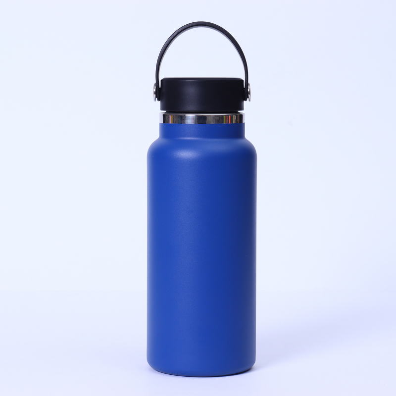 Termos cu gură lată, 32 oz, interior din oțel inoxidabil 304, exterior din 201, izolație vid, portabil cu mâner, pentru activități în aer liber