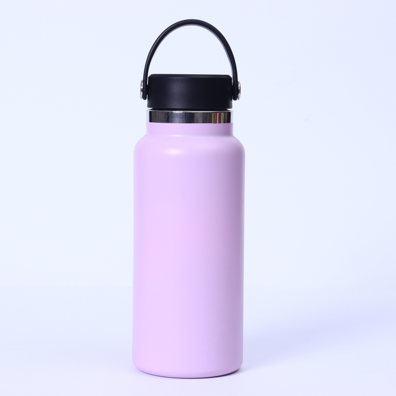 Termos cu gură lată, 32 oz, interior din oțel inoxidabil 304, exterior din 201, izolație vid, portabil cu mâner, pentru activități în aer liber