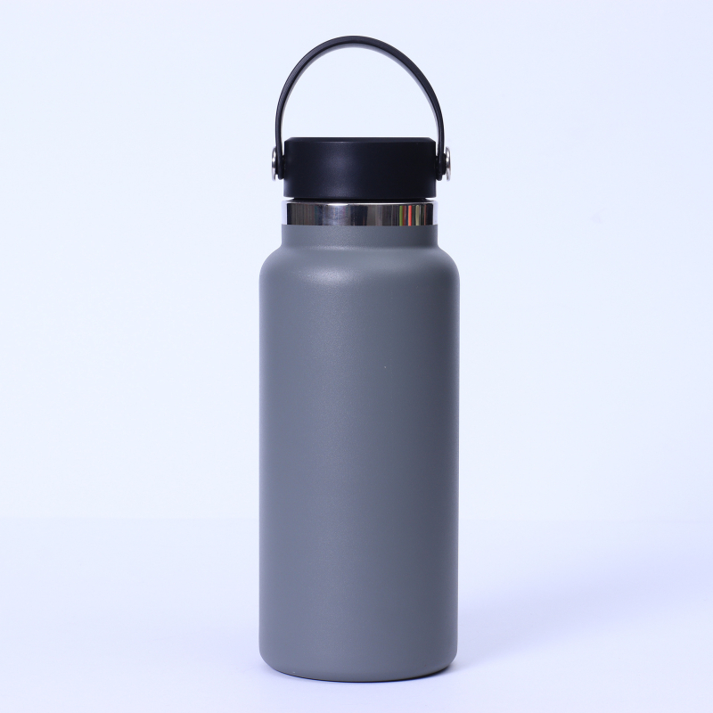 Termos cu gură lată, 32 oz, interior din oțel inoxidabil 304, exterior din 201, izolație vid, portabil cu mâner, pentru activități în aer liber