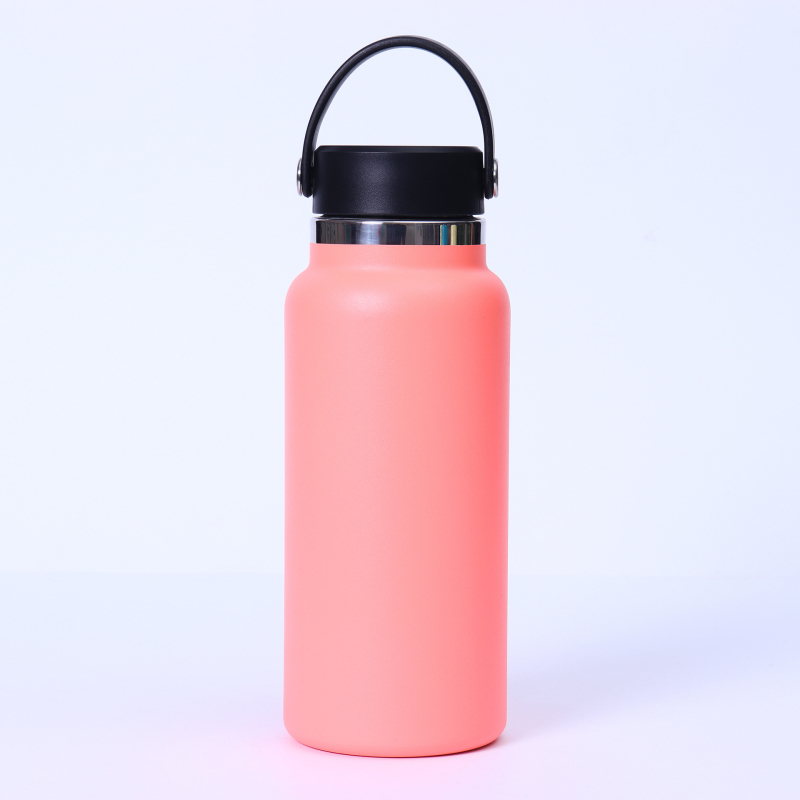 Termos cu gură lată, 32 oz, interior din oțel inoxidabil 304, exterior din 201, izolație vid, portabil cu mâner, pentru activități în aer liber