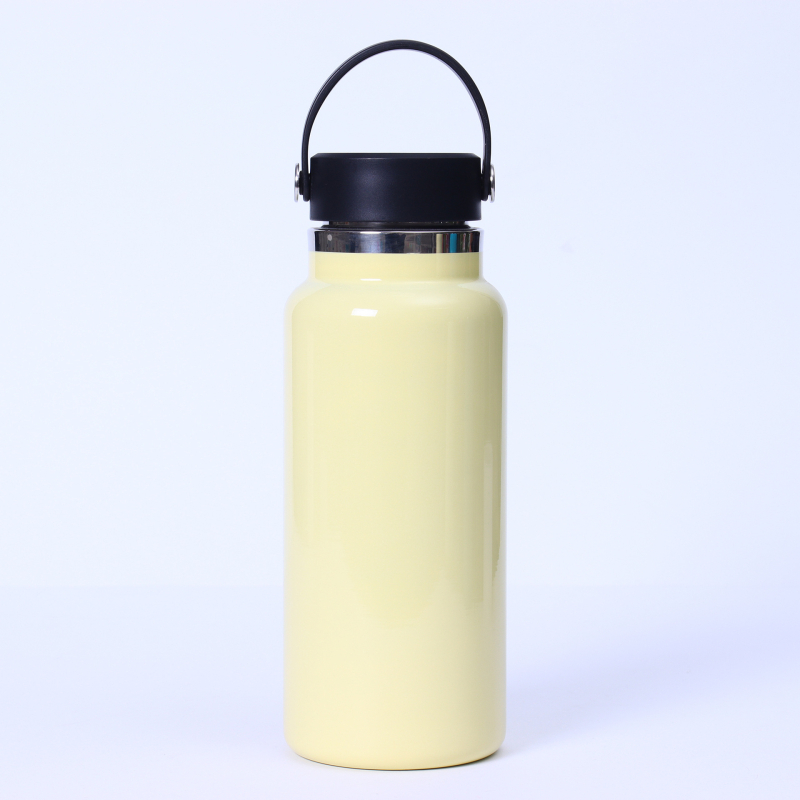 Termos cu gură lată, 32 oz, interior din oțel inoxidabil 304, exterior din 201, izolație vid, portabil cu mâner, pentru activități în aer liber