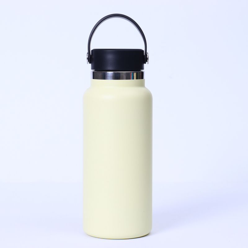 Termos cu gură lată, 32 oz, interior din oțel inoxidabil 304, exterior din 201, izolație vid, portabil cu mâner, pentru activități în aer liber
