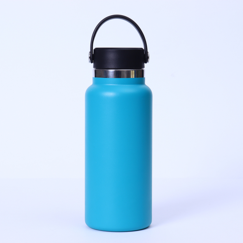 Termos cu gură lată, 32 oz, interior din oțel inoxidabil 304, exterior din 201, izolație vid, portabil cu mâner, pentru activități în aer liber