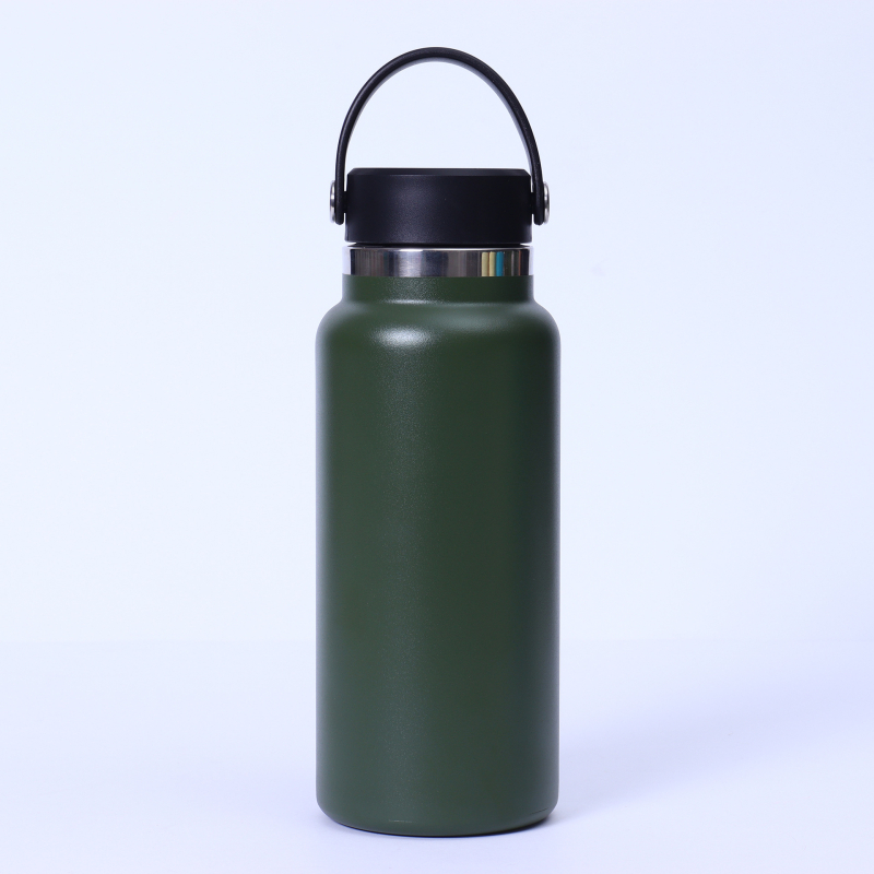 Termos cu gură lată, 32 oz, interior din oțel inoxidabil 304, exterior din 201, izolație vid, portabil cu mâner, pentru activități în aer liber