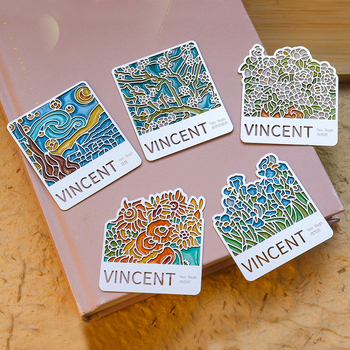 Semne de carte din metal transparent, personalizate, cu opere celebre, cadouri culturale și creative pentru profesori și absolvenți, magneti transparenți pentru frigider cu floarea soarelui Van Gogh