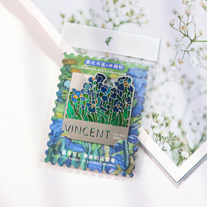 Semne de carte din metal transparent, personalizate, cu opere celebre, cadouri culturale și creative pentru profesori și absolvenți, magneti transparenți pentru frigider cu floarea soarelui Van Gogh