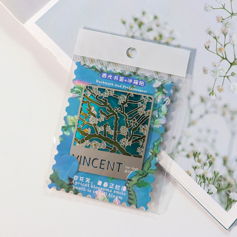 Semne de carte din metal transparent, personalizate, cu opere celebre, cadouri culturale și creative pentru profesori și absolvenți, magneti transparenți pentru frigider cu floarea soarelui Van Gogh