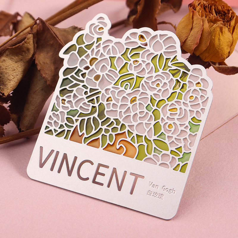 Semne de carte din metal transparent, personalizate, cu opere celebre, cadouri culturale și creative pentru profesori și absolvenți, magneti transparenți pentru frigider cu floarea soarelui Van Gogh