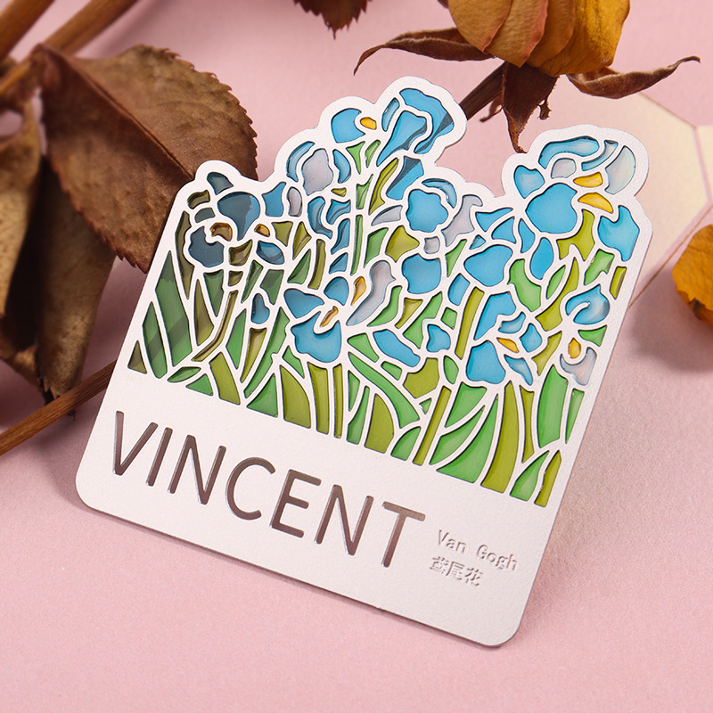 Semne de carte din metal transparent, personalizate, cu opere celebre, cadouri culturale și creative pentru profesori și absolvenți, magneti transparenți pentru frigider cu floarea soarelui Van Gogh