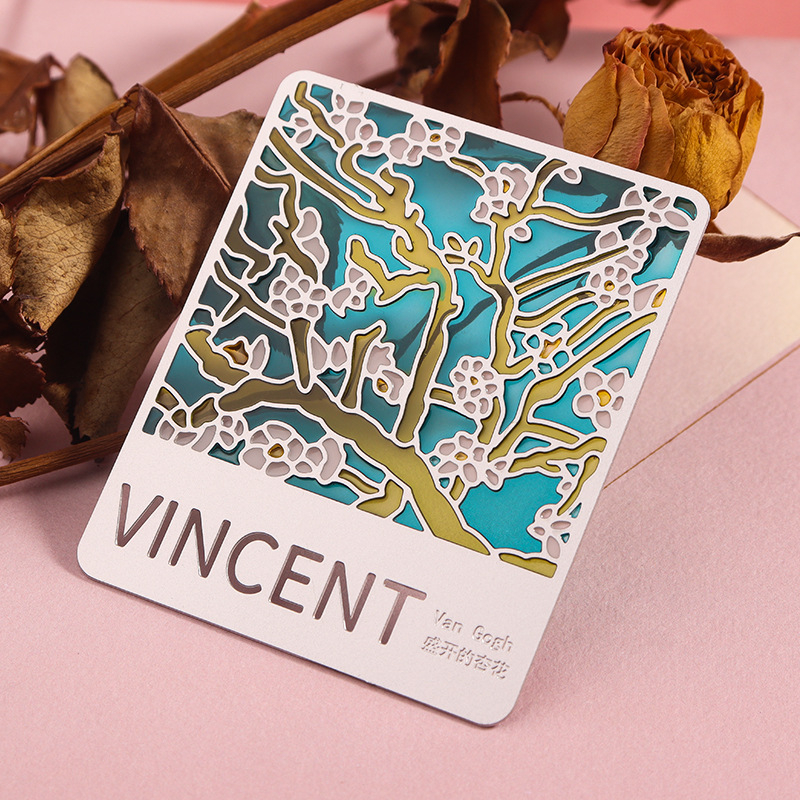 Semne de carte din metal transparent, personalizate, cu opere celebre, cadouri culturale și creative pentru profesori și absolvenți, magneti transparenți pentru frigider cu floarea soarelui Van Gogh