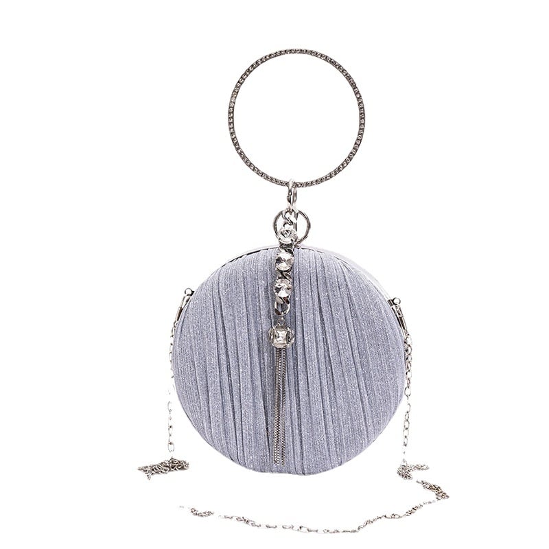 Ženska sferna mala torbica s resicama, jednobojna večernja crossbody torba sa zatvaračem