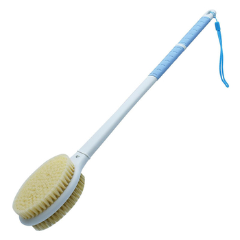 Perie de duș pentru utilizare umedă și uscată, cap exfoliant cu peri din păr de porc, peri moi și tari, detașabilă, inclusă minge de duș